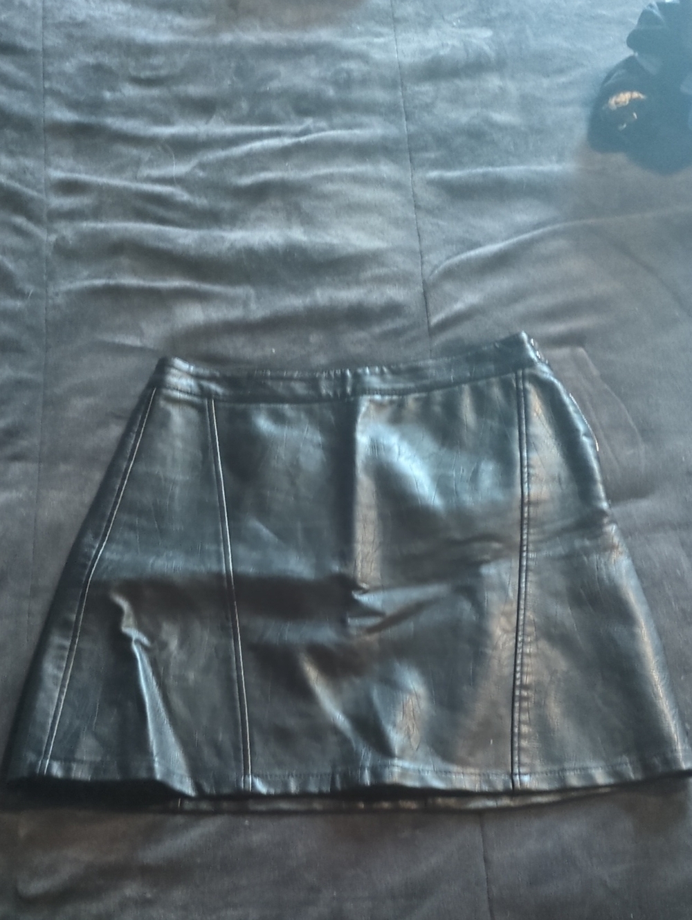 Black Faux Leather A-Line Mini Skirt